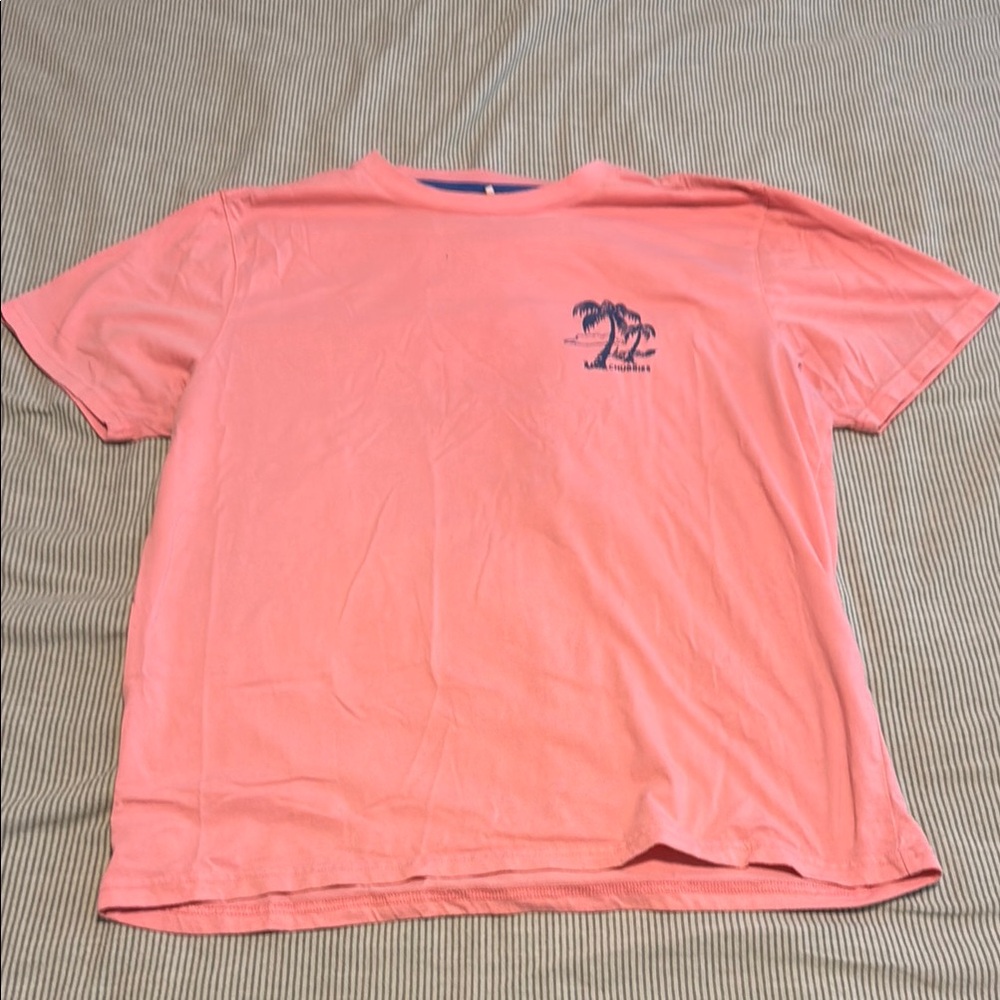 Coral T-Shirt with Palm Tree Design
